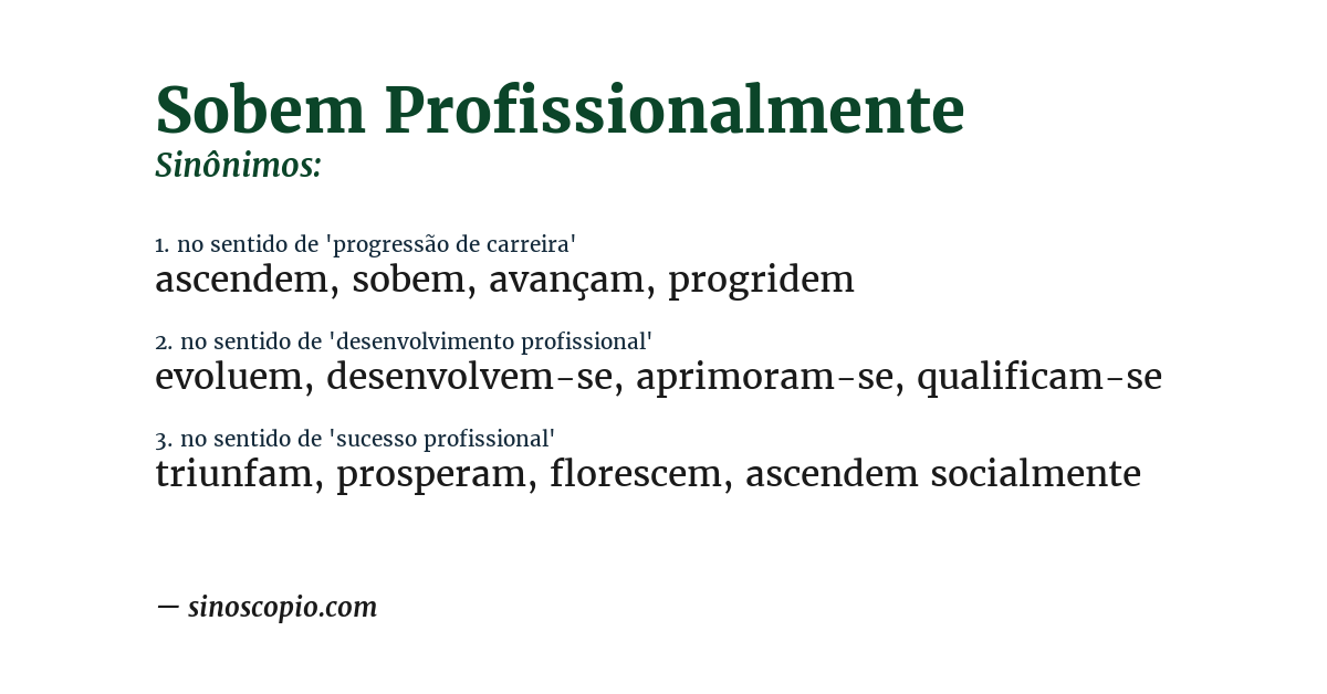 Sinônimo de sobem profissionalmente