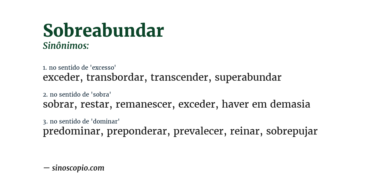 Sinônimo de sobreabundar