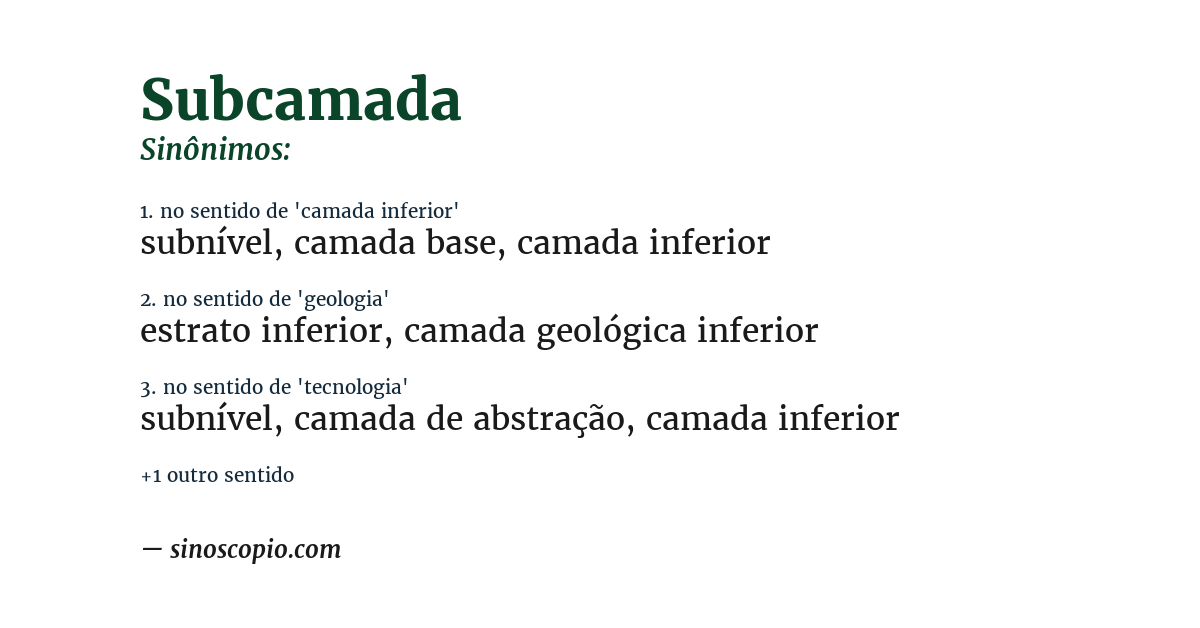 Sinônimo de subcamada