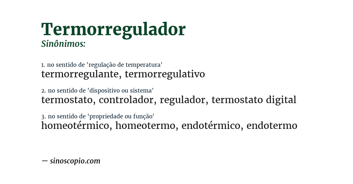Sinônimo de termorregulador
