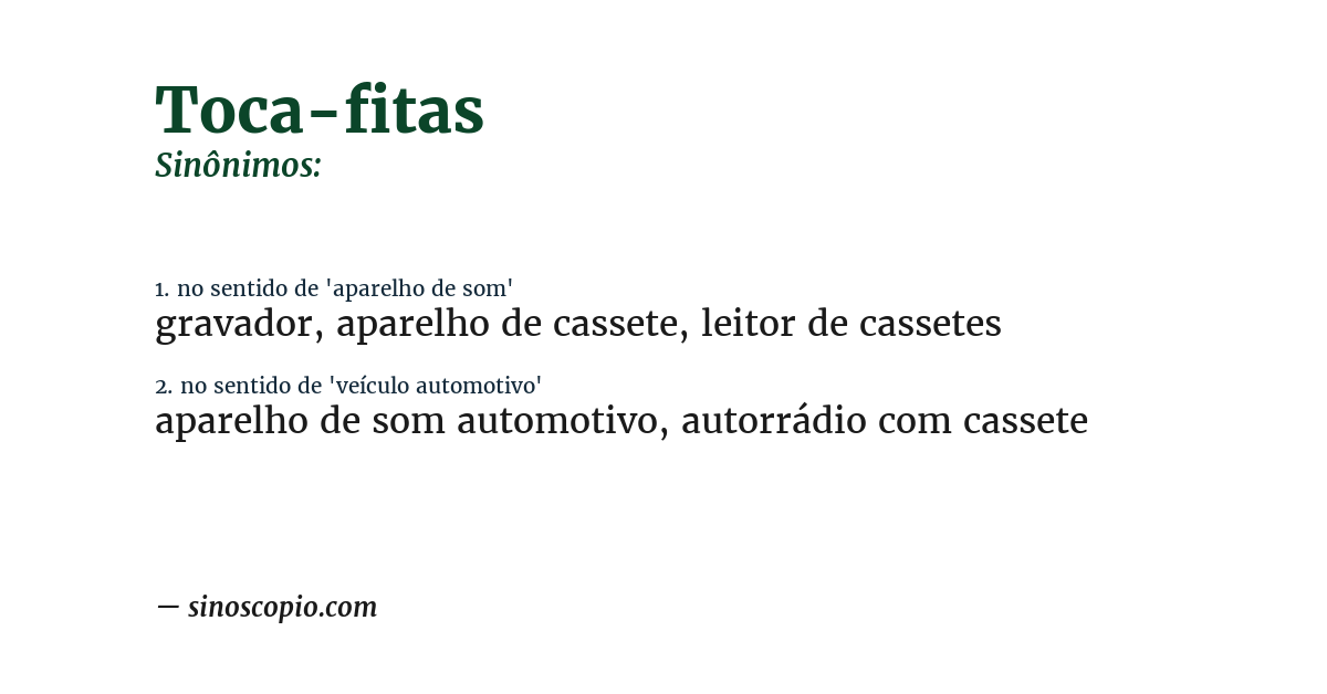 Sinônimo de toca-fitas