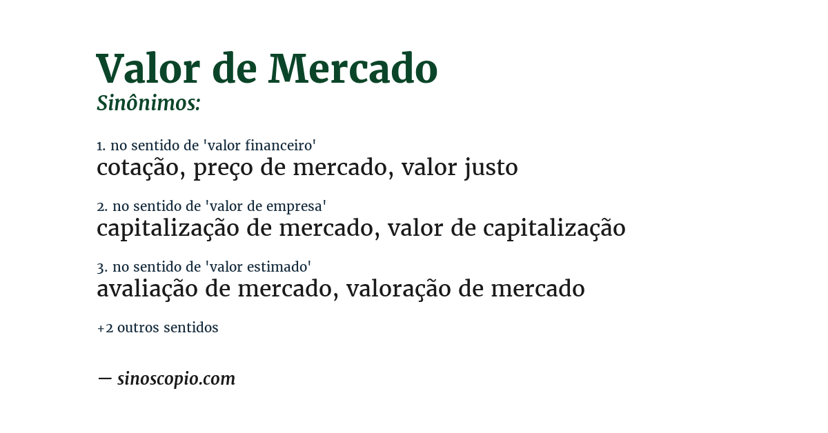 Sinônimo de valor de mercado