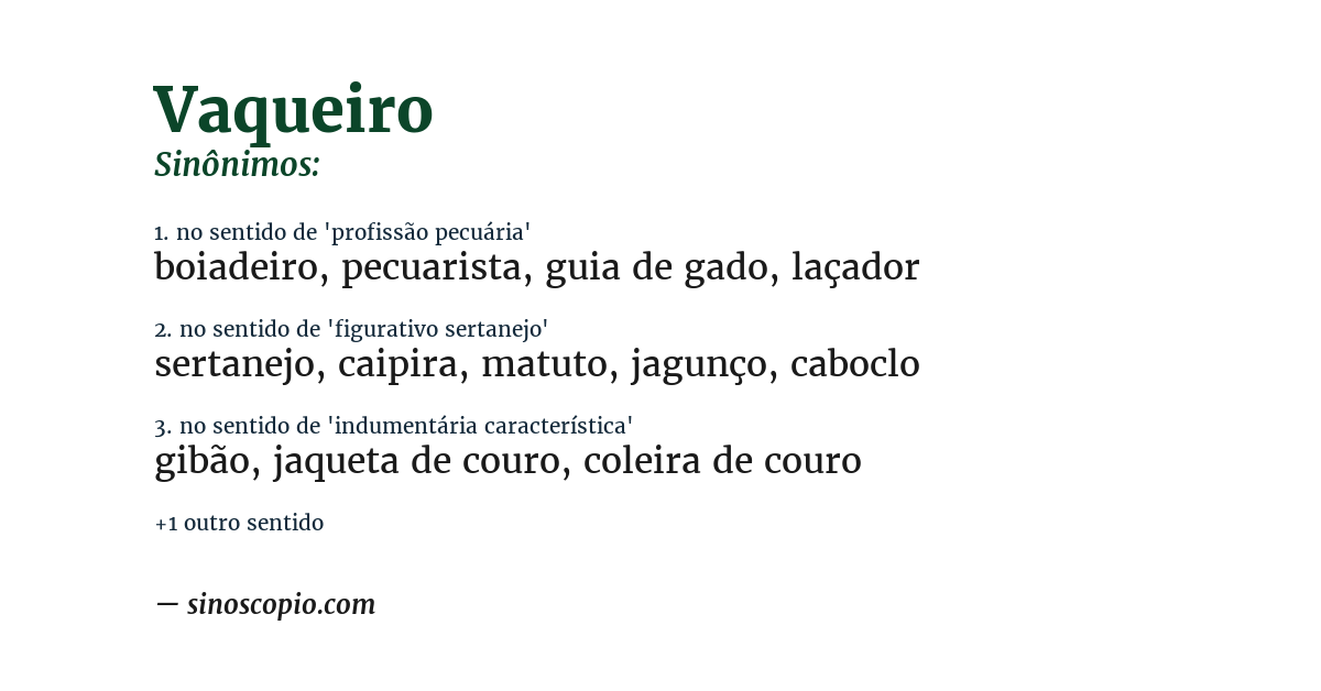 Sinônimo de vaqueiro