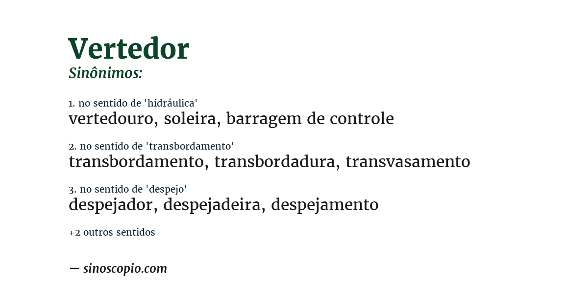 Sinônimo de vertedor
