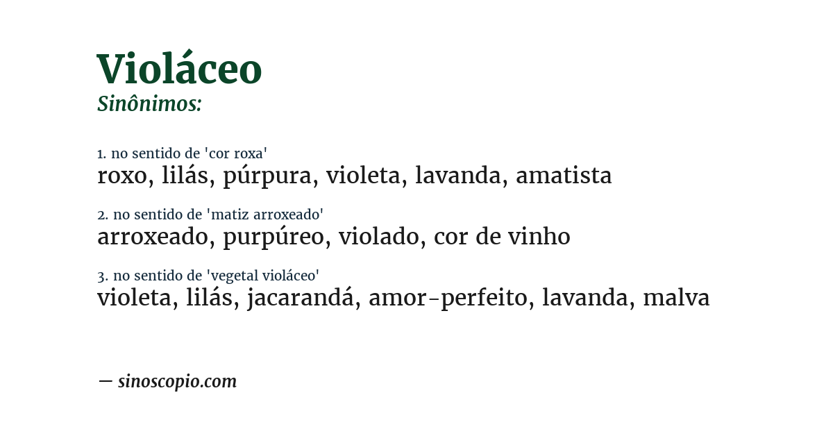 Sinônimo de violáceo
