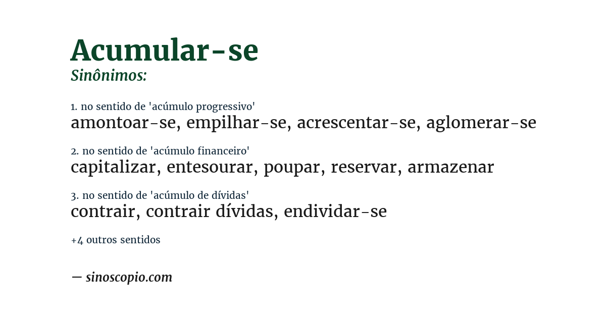 Sinônimo de acumular-se
