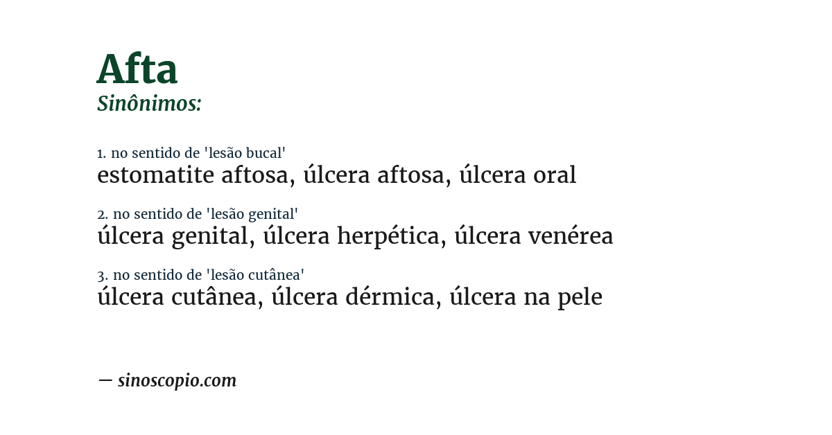 Sinônimo de afta