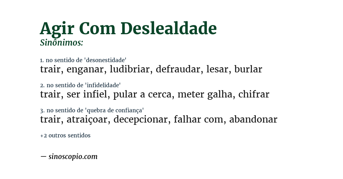 Sinônimo de agir com deslealdade