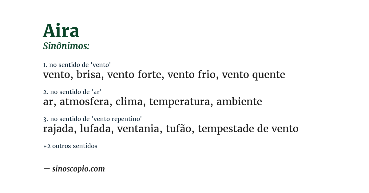 Sinônimo de aira