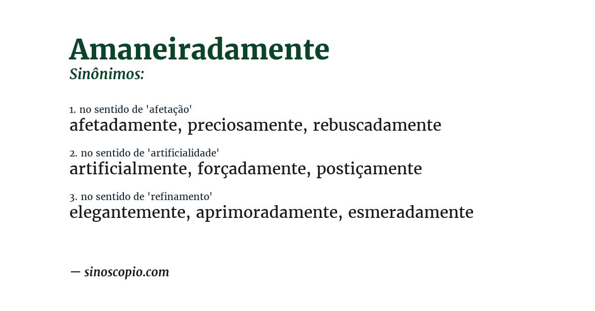 Sinônimo de amaneiradamente