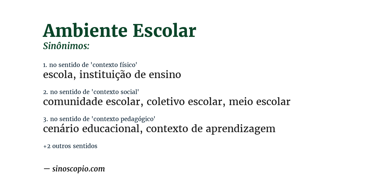 Sinônimo de ambiente escolar