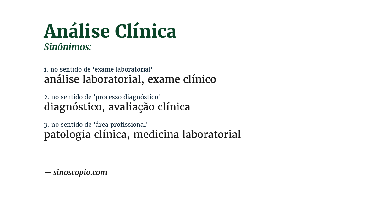 Sinônimo de análise clínica