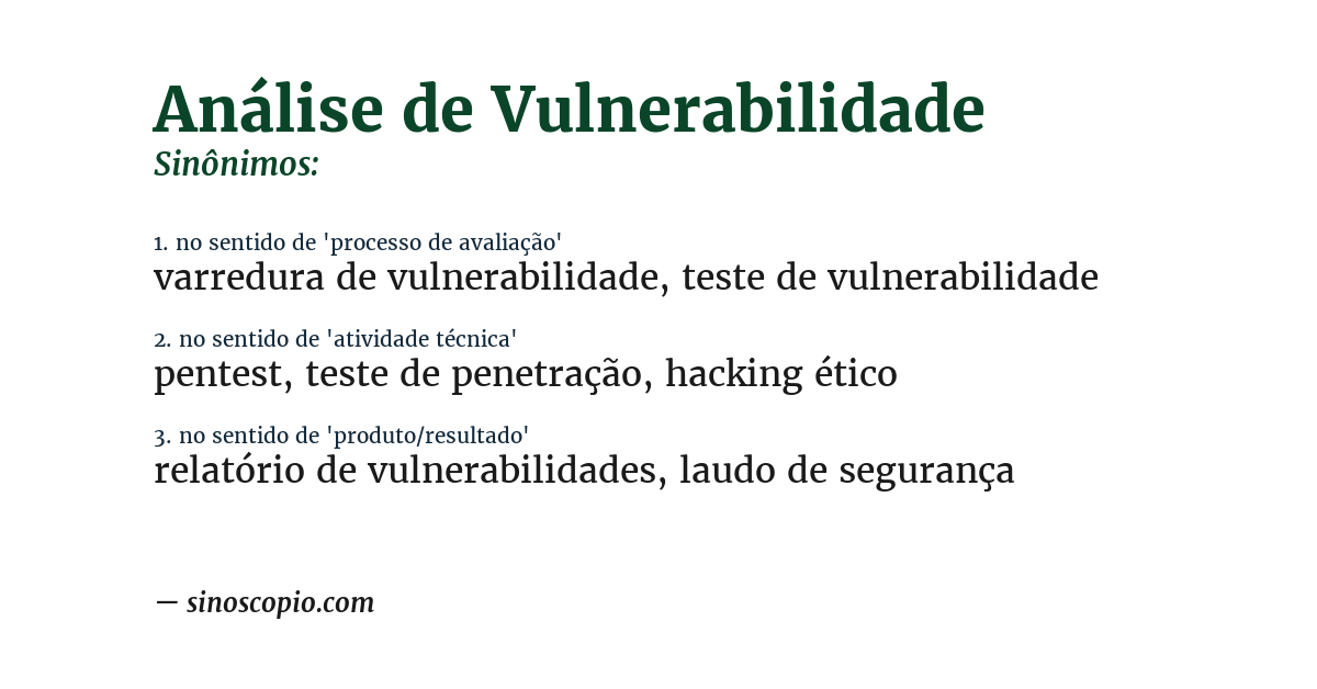 Sinônimo de análise de vulnerabilidade