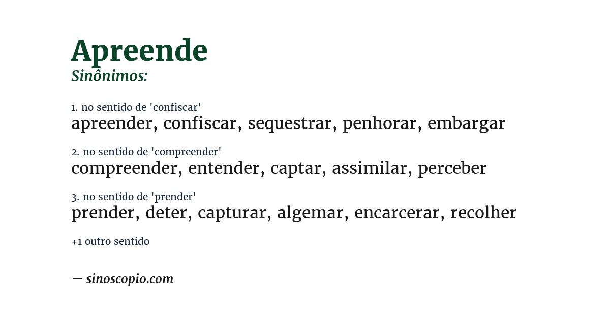 Sinônimo de apreende