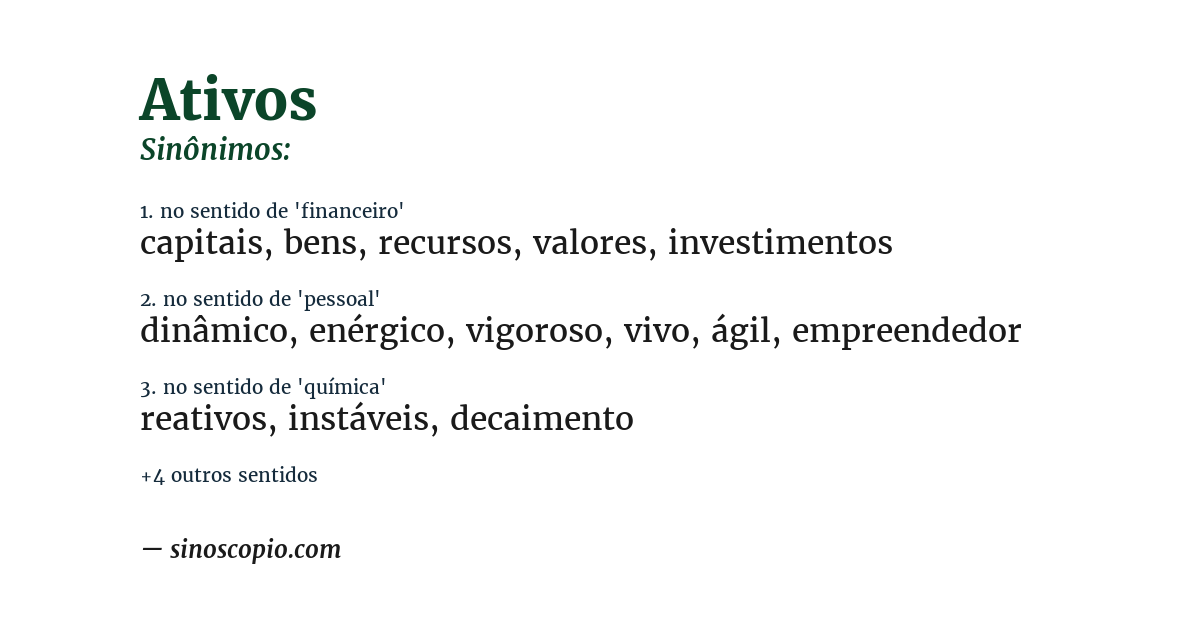 Sinônimo de ativos