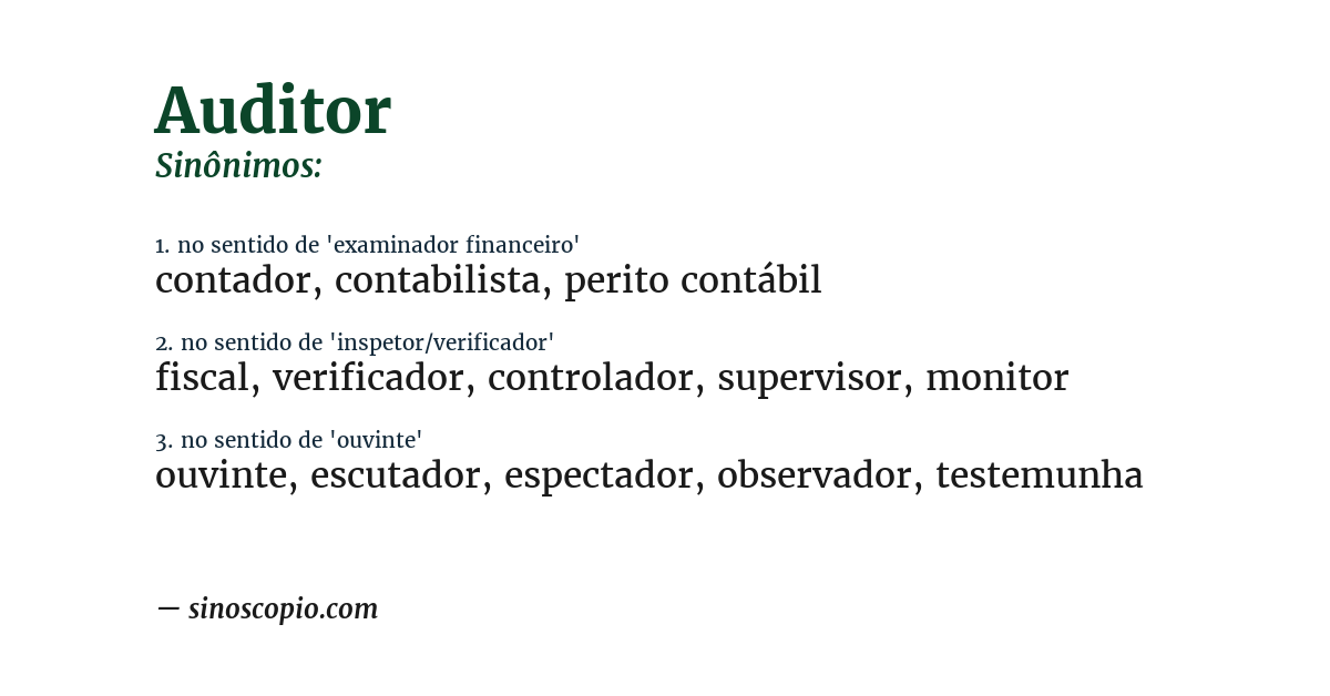 Sinônimo de auditor