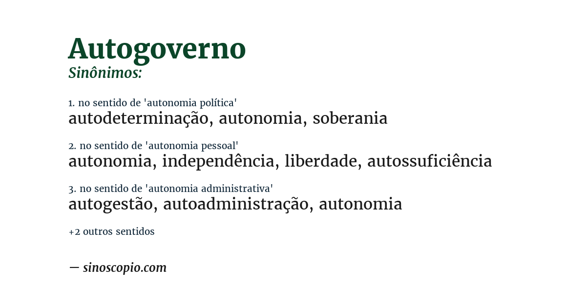 Sinônimo de autogoverno