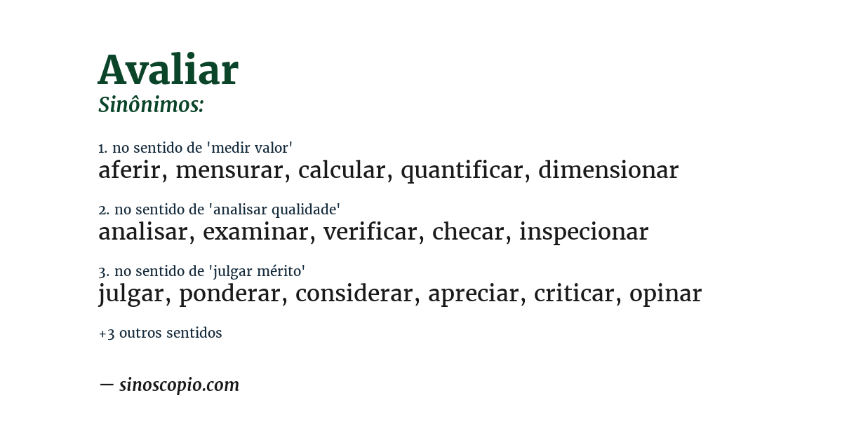 Sinônimo de avaliar