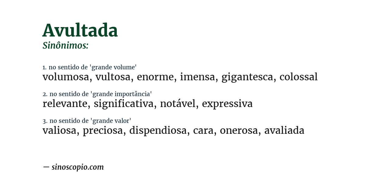 Sinônimo de avultada