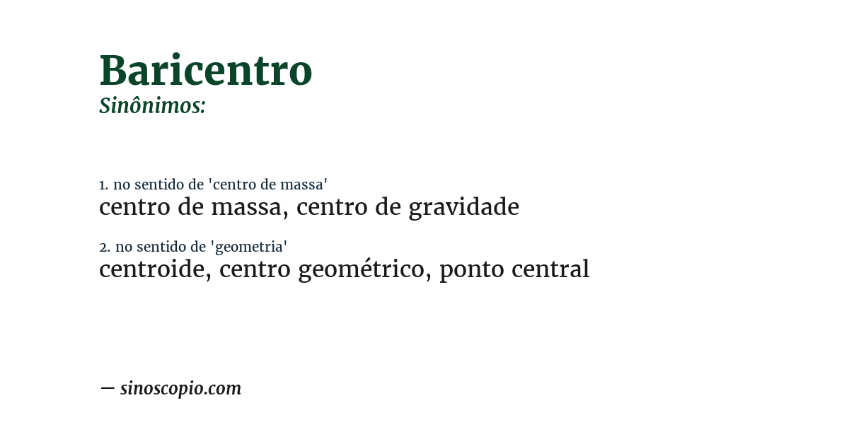 Sinônimo de baricentro