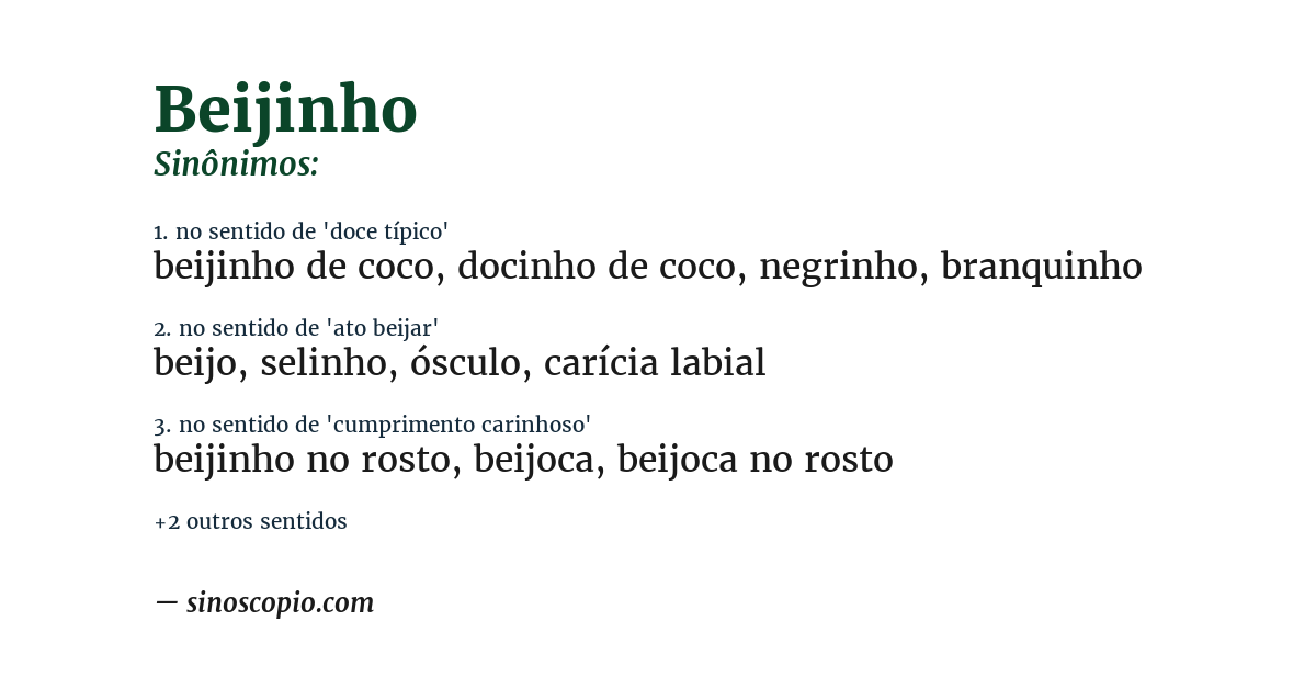 Sinônimo de beijinho