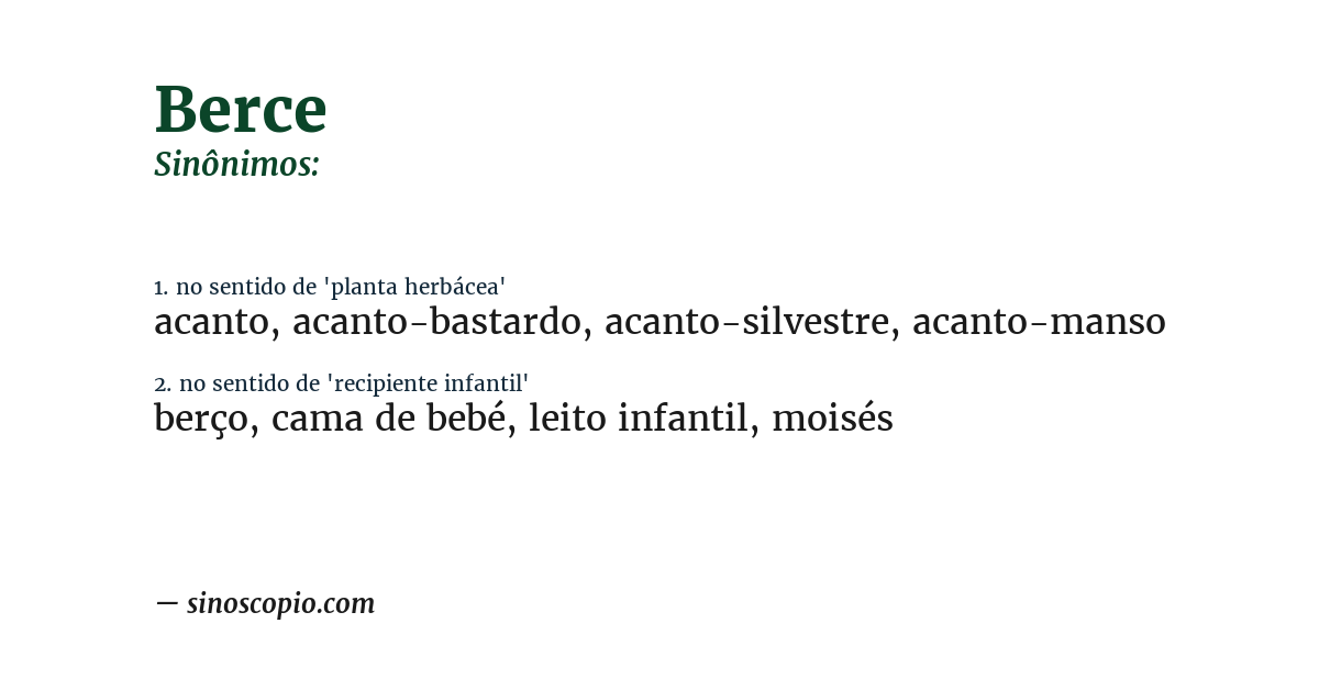 Sinônimo de berce