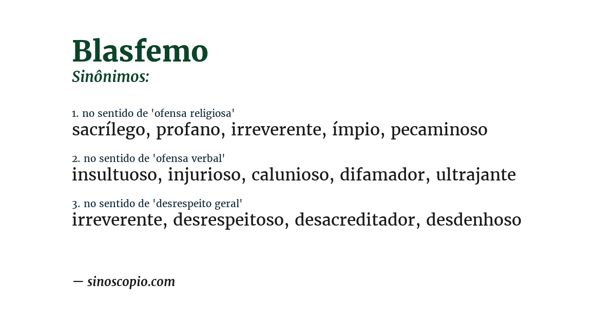 Sinônimo de blasfemo