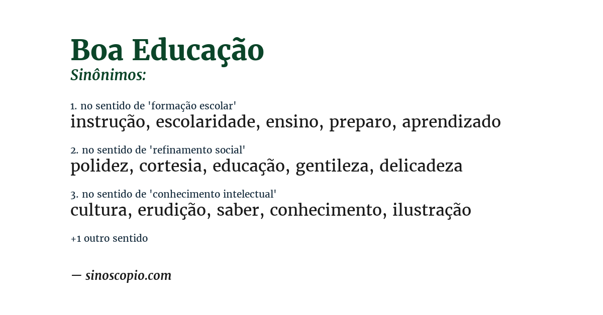 Sinônimo de boa educação