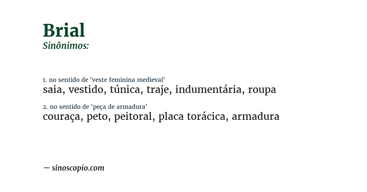 Sinônimo de brial
