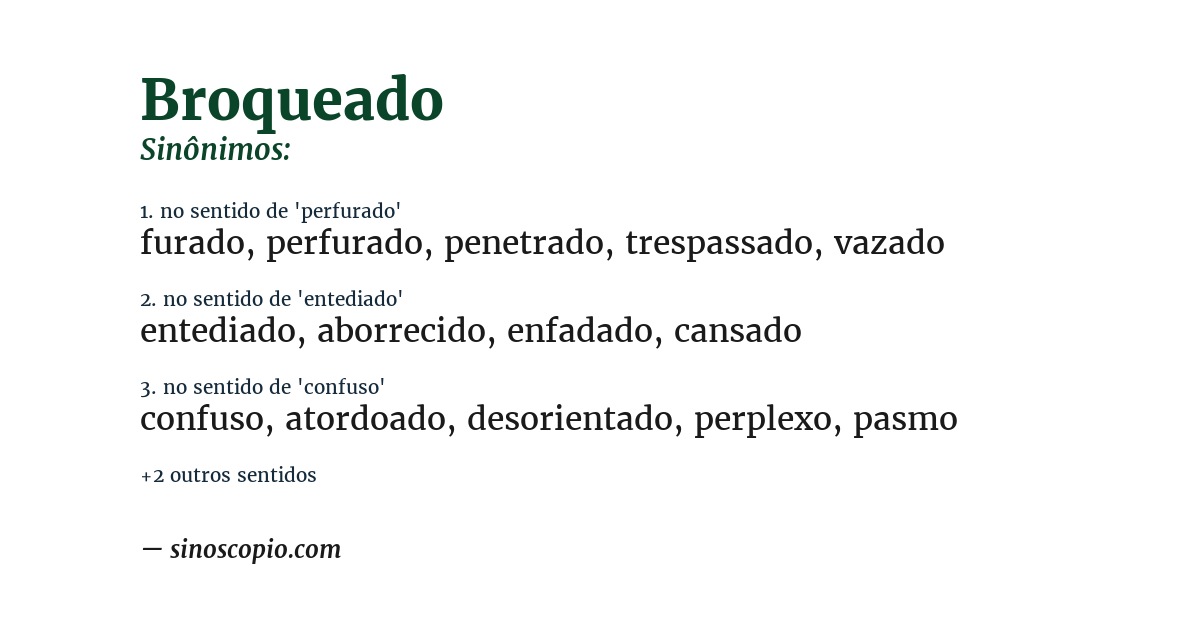 Sinônimo de broqueado