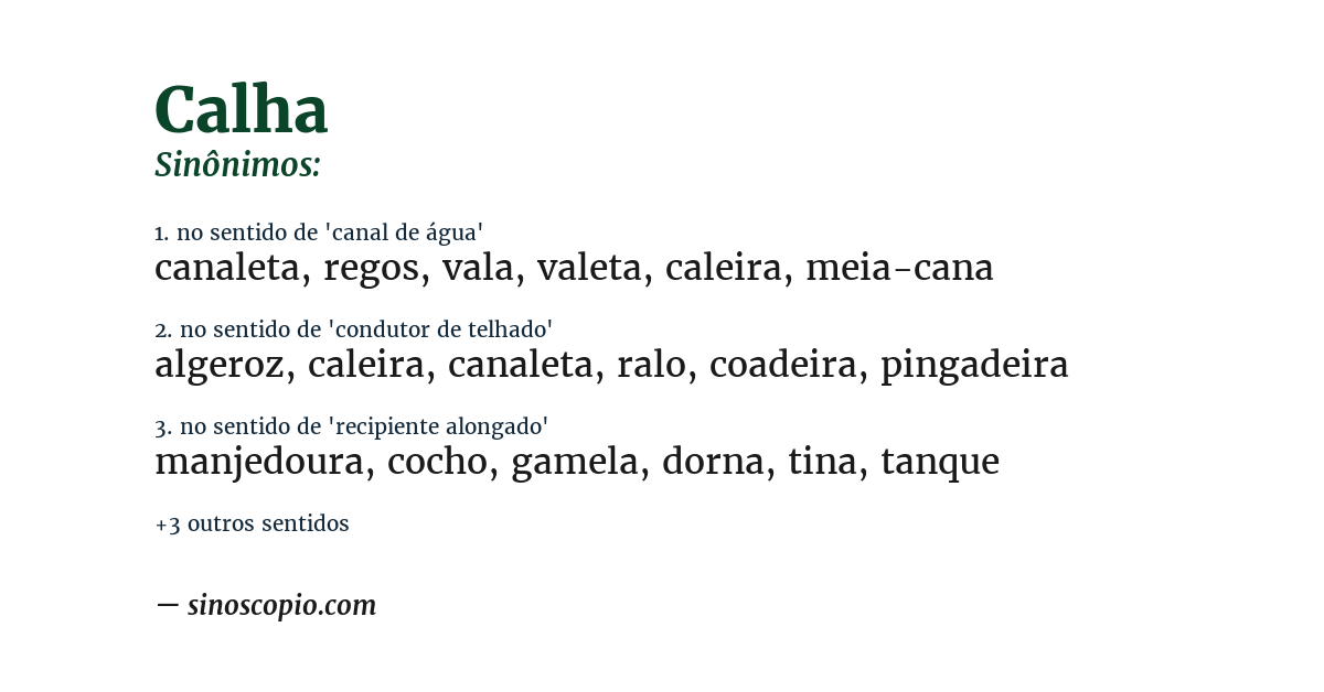 Sinônimo de calha