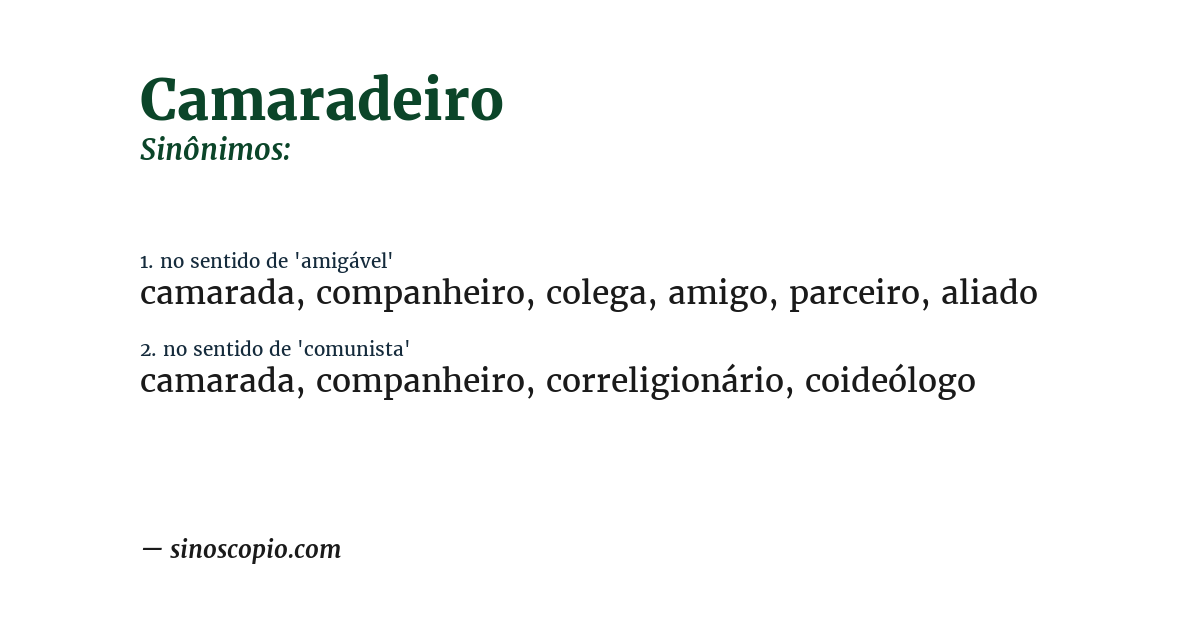 Sinônimo de camaradeiro