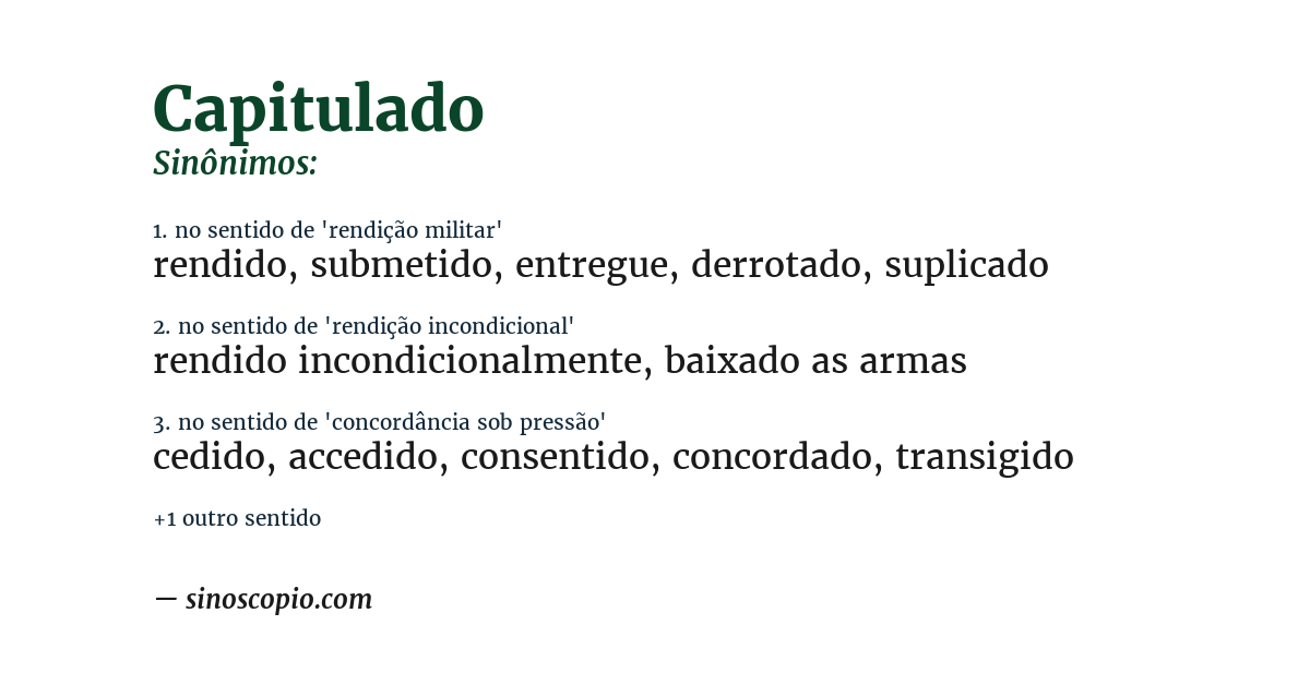 Sinônimo de capitulado
