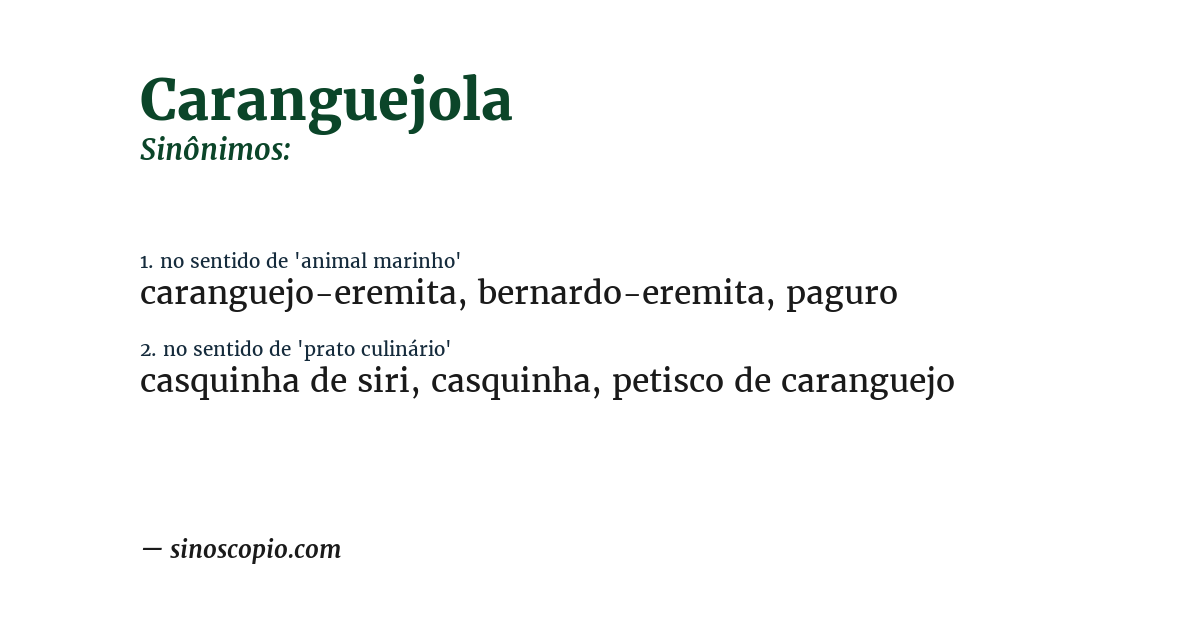 Sinônimo de caranguejola