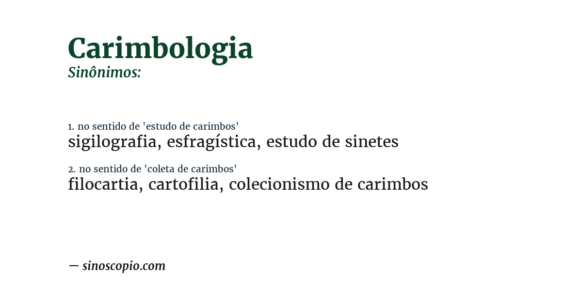 Sinônimo de carimbologia