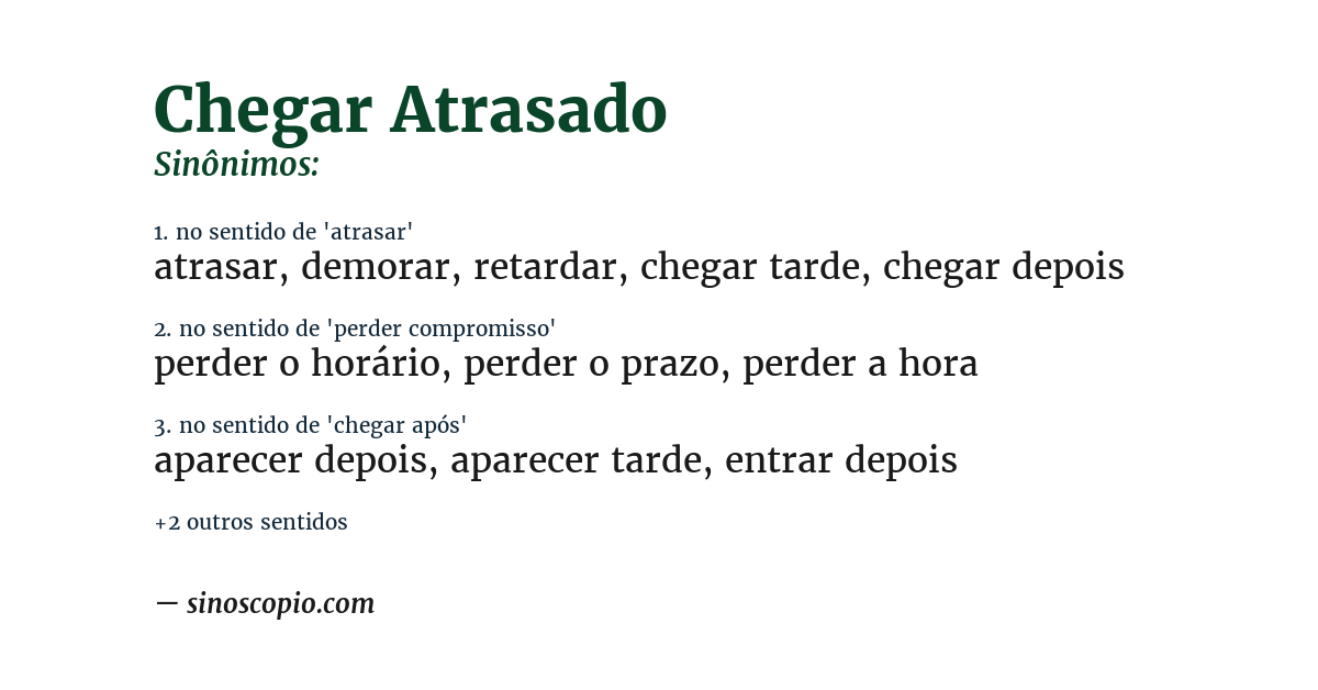 Sinônimo de chegar atrasado