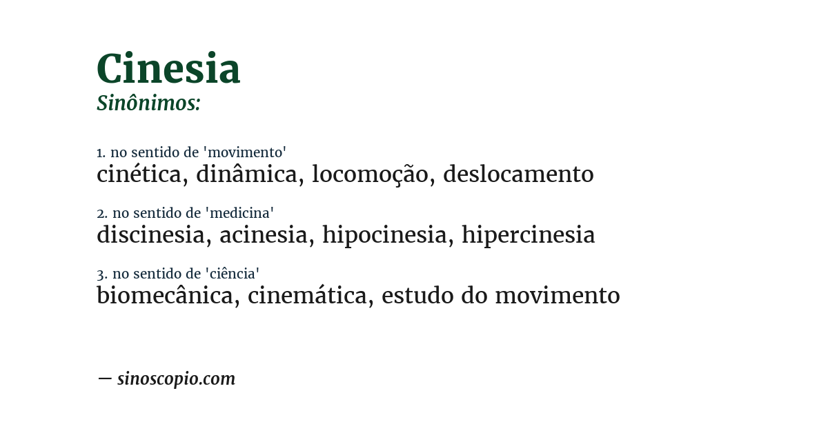Sinônimo de cinesia