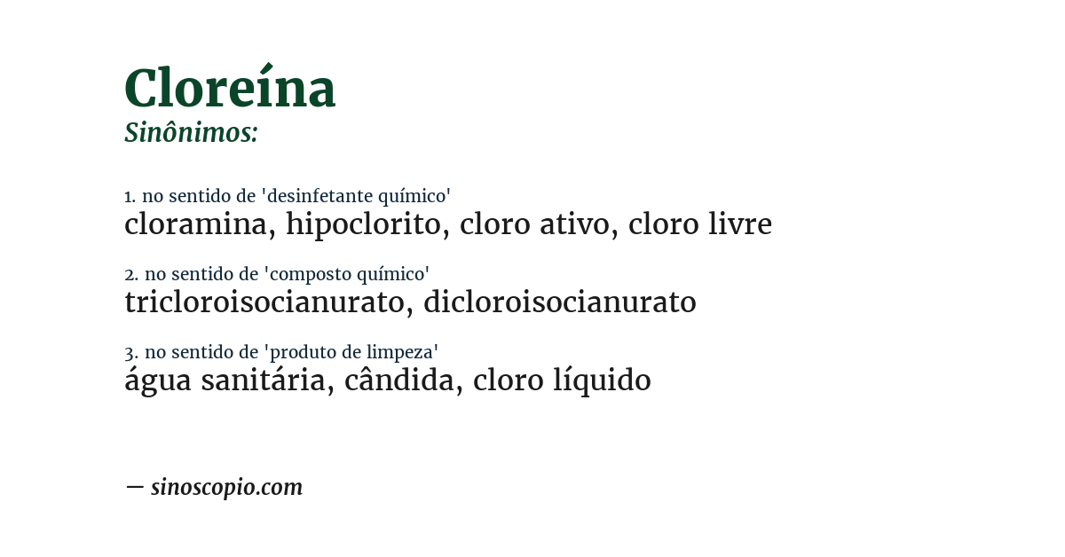 Sinônimo de cloreína