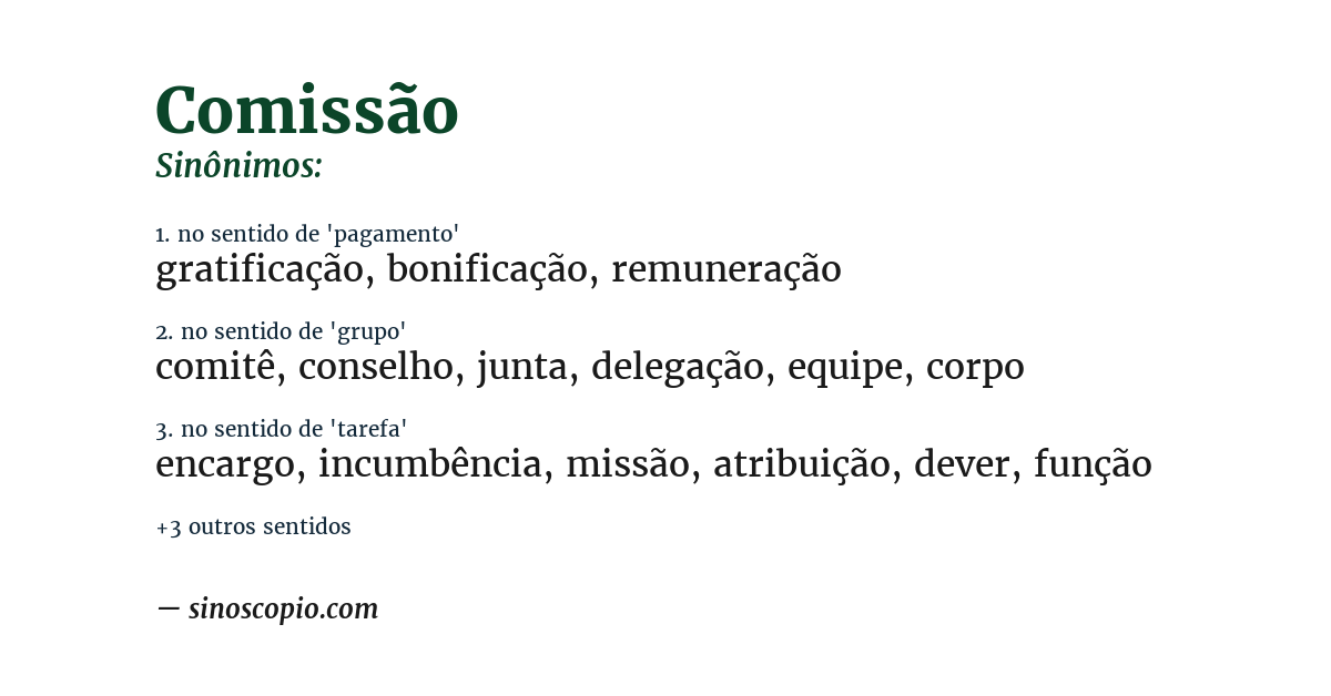 Sinônimo de comissão