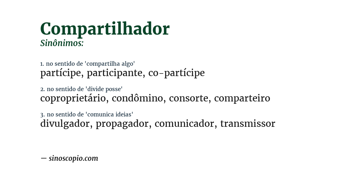 Sinônimo de compartilhador