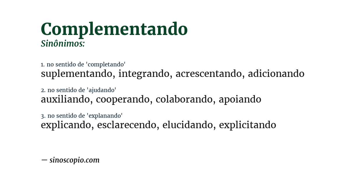 Sinônimo de complementando