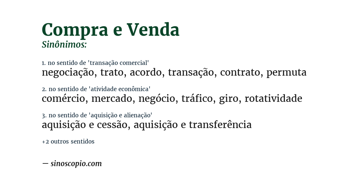 Sinônimo de compra e venda