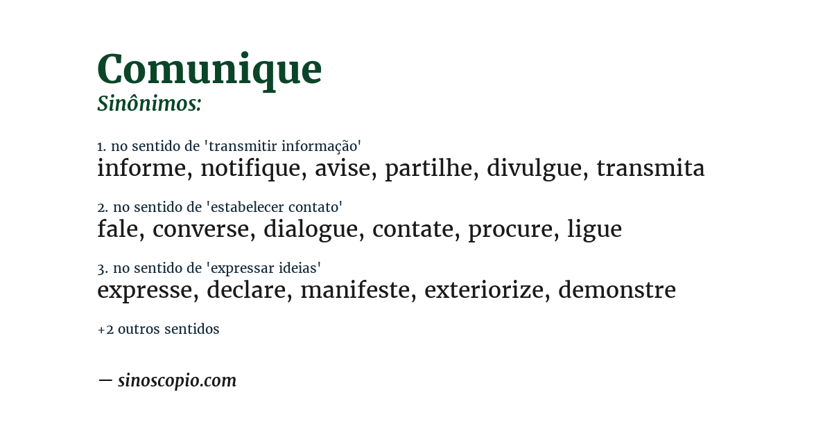 Sinônimo de comunique