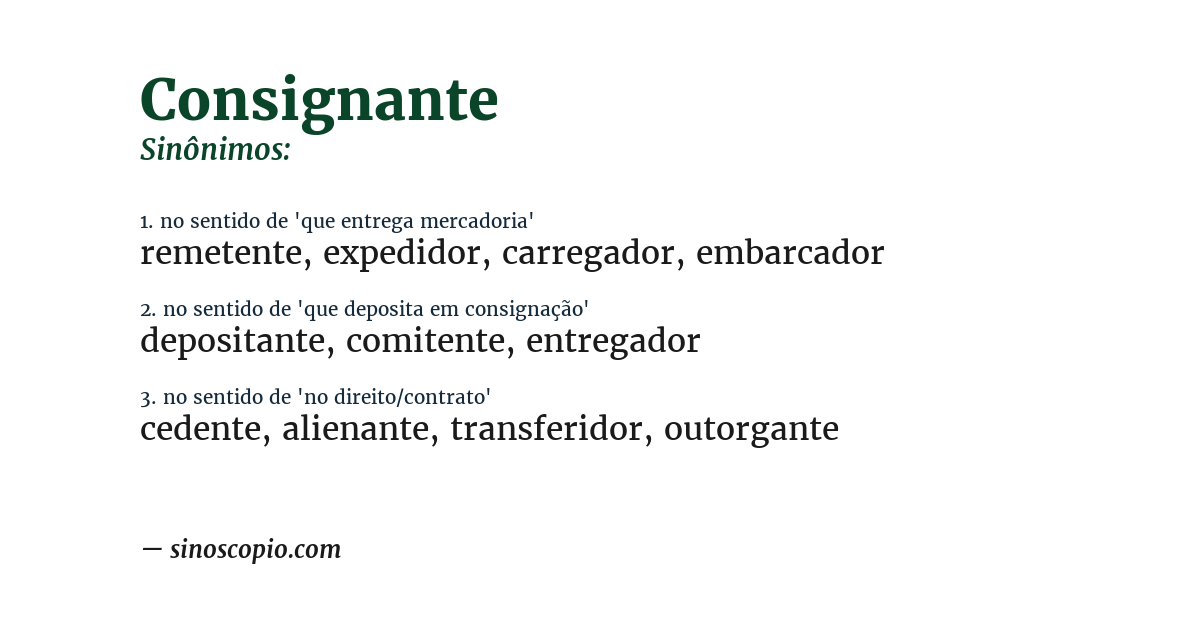 Sinônimo de consignante