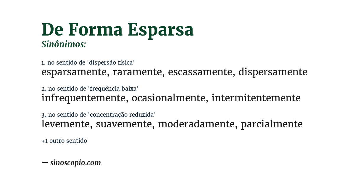 Sinônimo de de forma esparsa