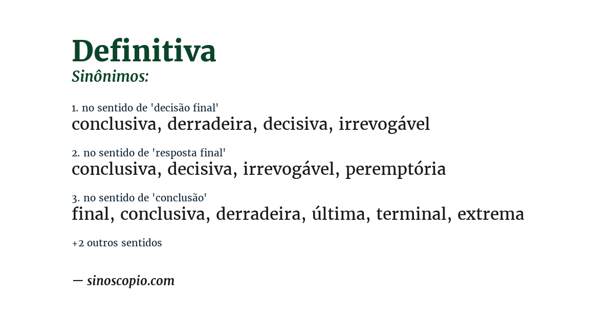 Sinônimo de definitiva