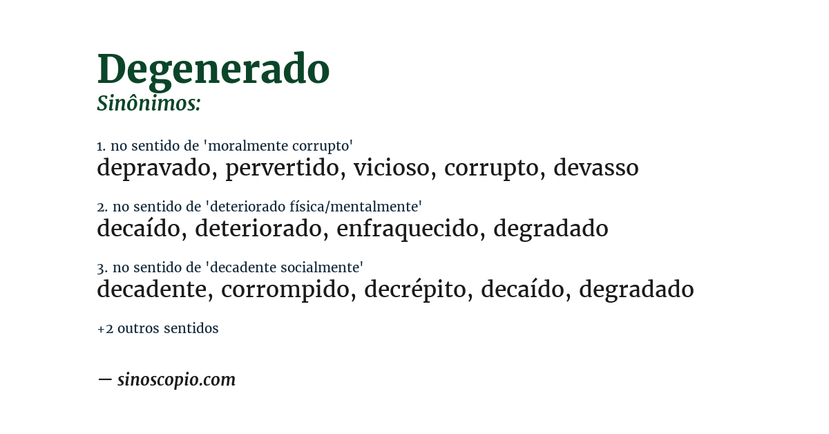 Sinônimo de degenerado