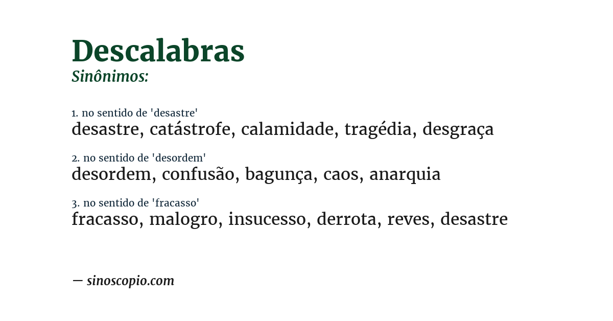 Sinônimo de descalabras