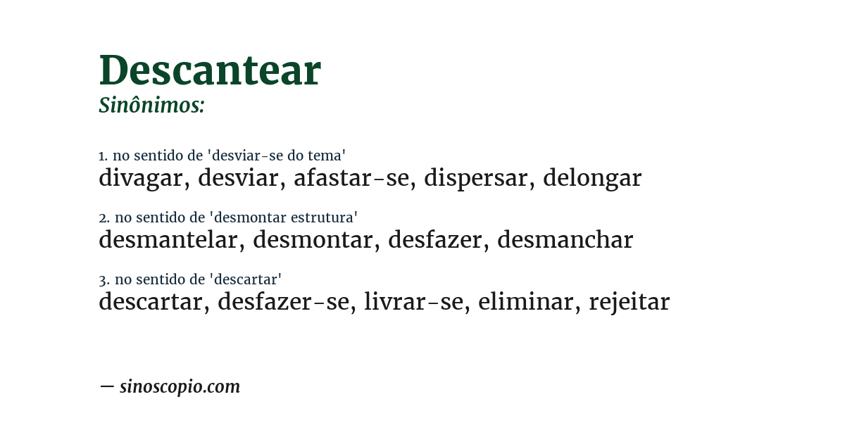 Sinônimo de descantear