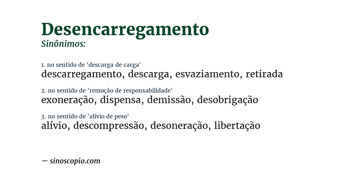 Sinônimo de desencarregamento